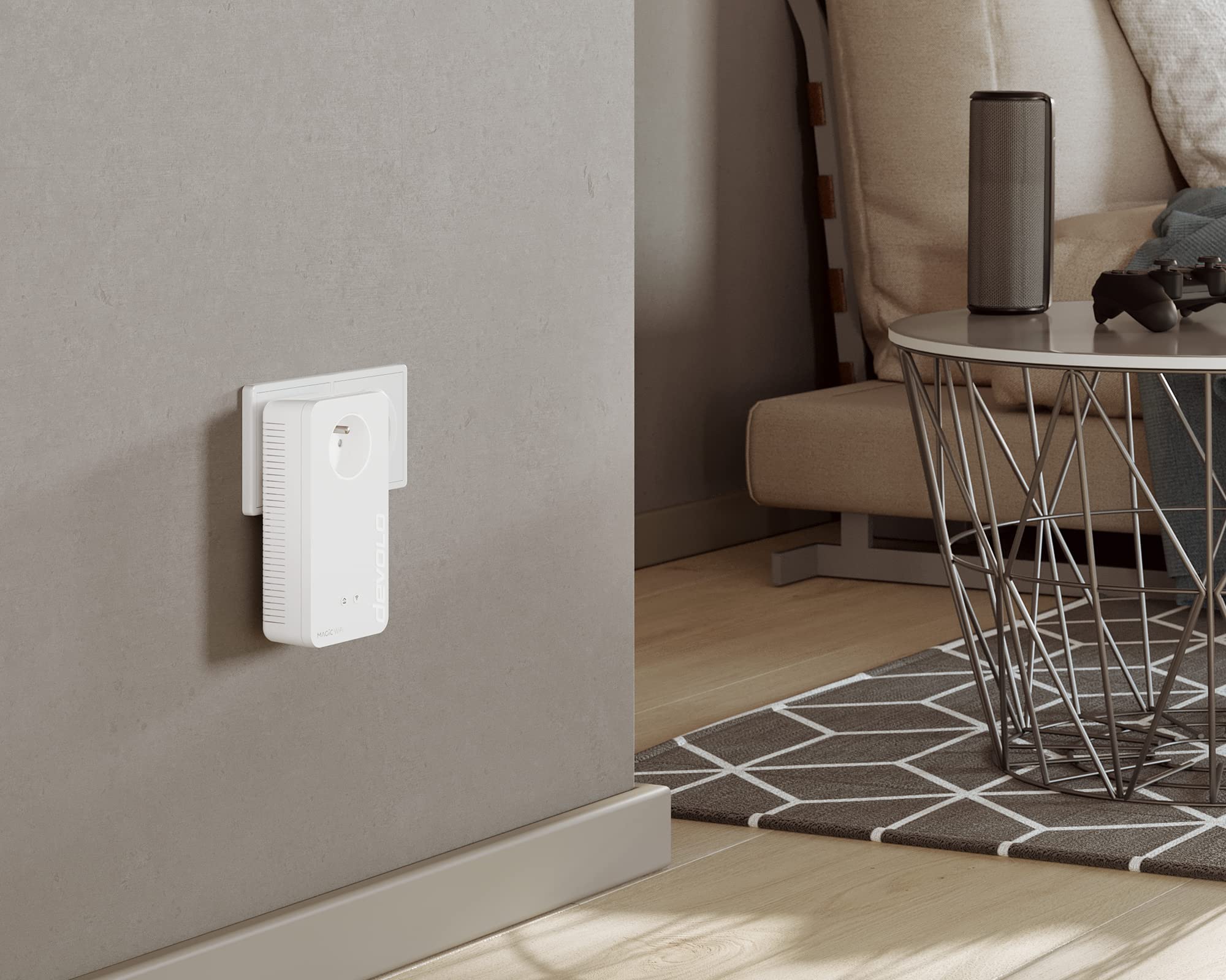 devolo Magic 2 – zestaw multiroom: maksymalnie stabilny zestaw z 3 adapterami Powerline z siecią Wi-Fi w strukturze mesh obejmującej wiele pomieszczeń (2400 Mb/s, 4x złącza Gigabit LAN)