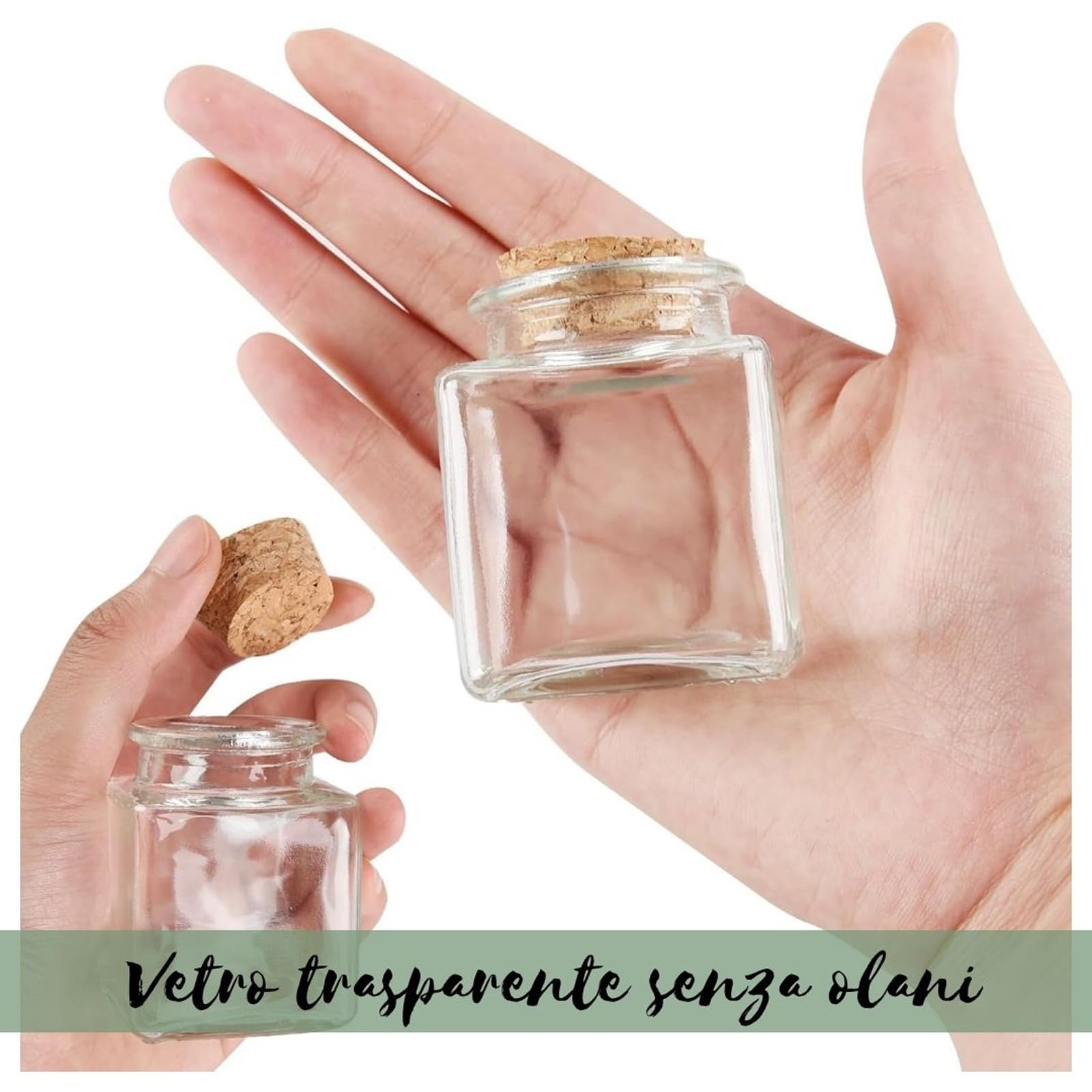 Doni Bomboniere Lot de 12 bonbonnières de communion pour fille, 4 x 4 x 4 cm, porte-dragées transparentes, bouchon liège, 12 pièces, autocollants, personnalisables, 12 pièces, sachets dragées, fête