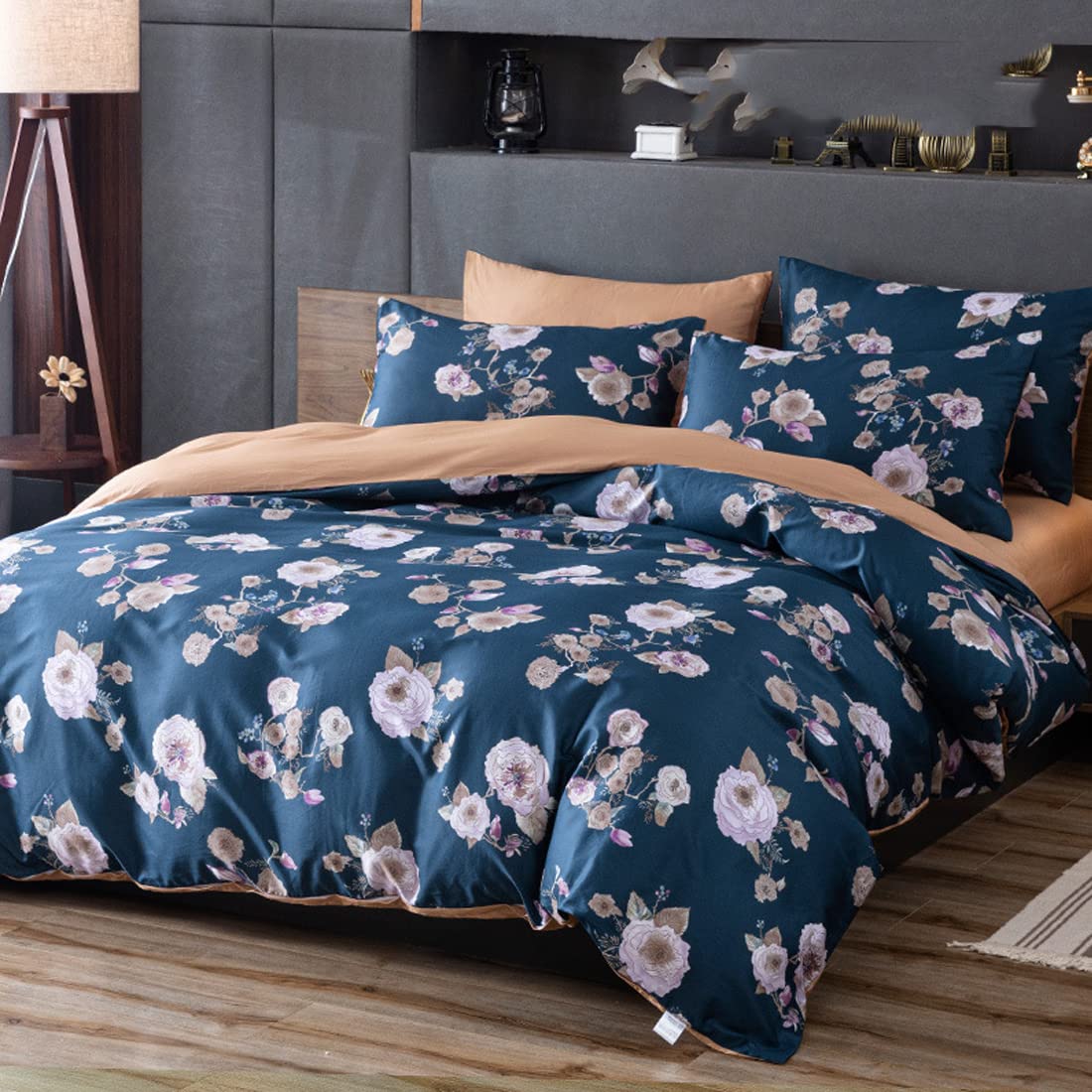 Parure de lit 4 pièces 200x200 en microfibre douce et légère pour lit double