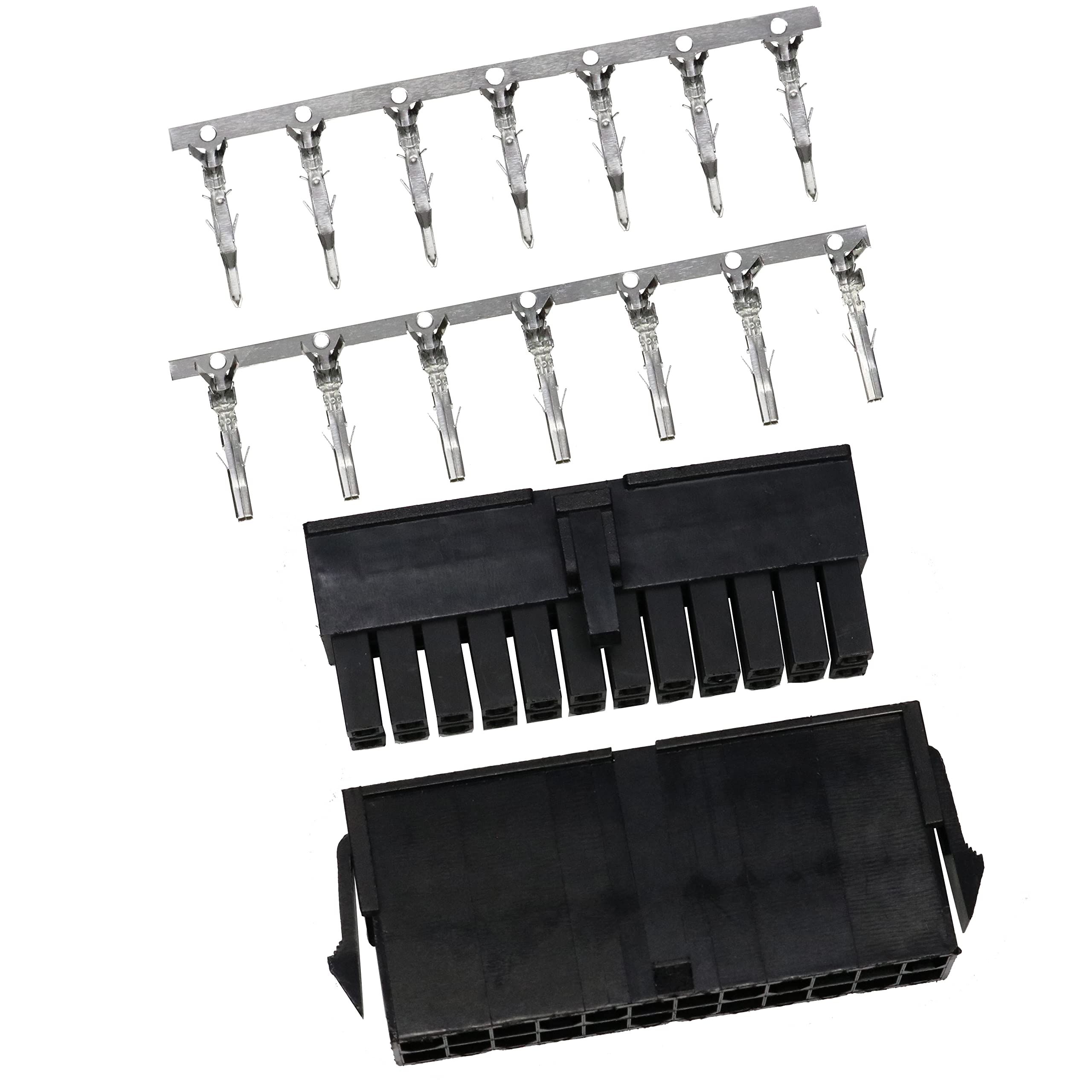 5557/5559 Double Row 4.2mm Black 24-pin Wire-to-Wire Crimp Connector Plug + Wire Socket + Crimps, Pack of 5 Compatible With Molex Mini-Fit Jr. — image 1