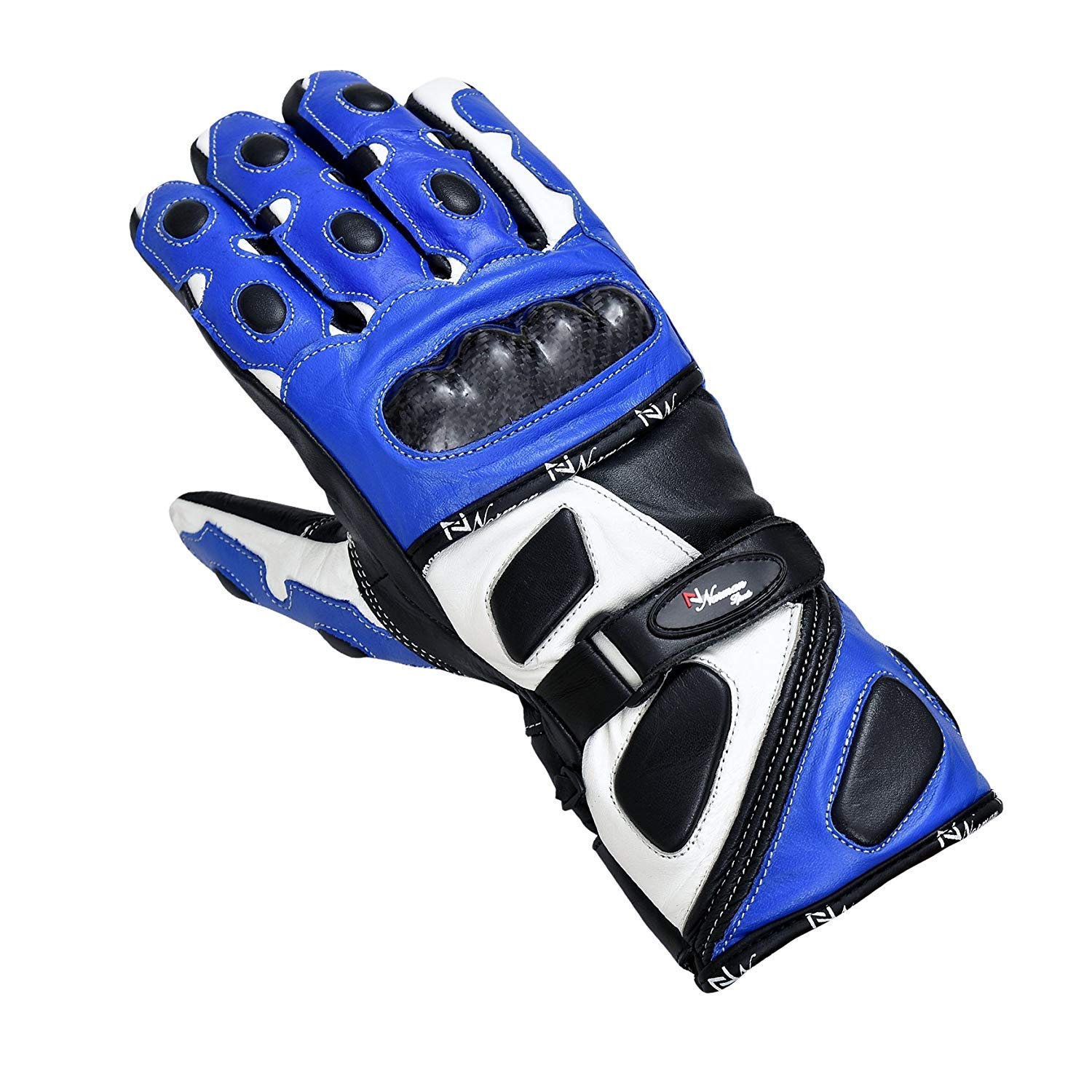 Norman Men's Blue Thermal Waterproof Motorbike Motorcycle Gloves Carbon Knuckle Protection (Xl)