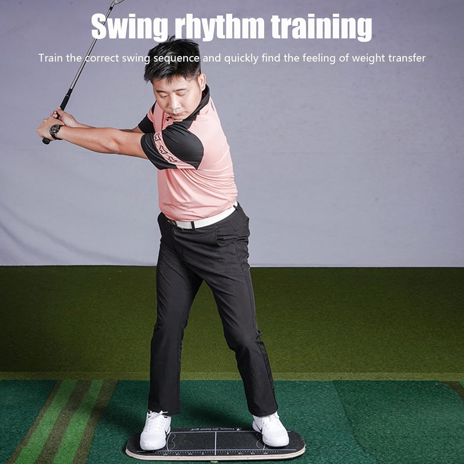 XJBTBA Płyta dociskowa do golfa, pomoc do treningu golfowego do ćwiczeń w pomieszczeniu, pomoc do trenera swingu golfowego akcesoria golfowe korekta wyrównania deska do gry w golfa