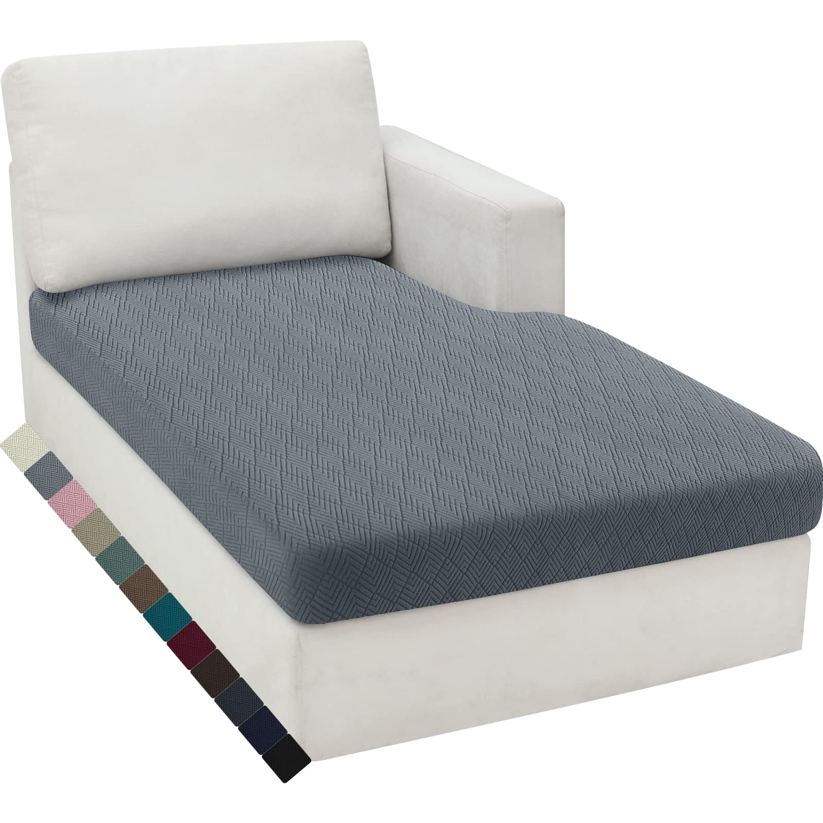 YSTELLAA Elastic Sofa Seat Cover, Universal Separate Sofa Cushion Cover, Furniture Protection Cover, Adjustable, Non-Slip and Soft, Washable, Chaise Longue, Light Grey Global Recycled Standard Global Recycled Standard Global Recycled Standard