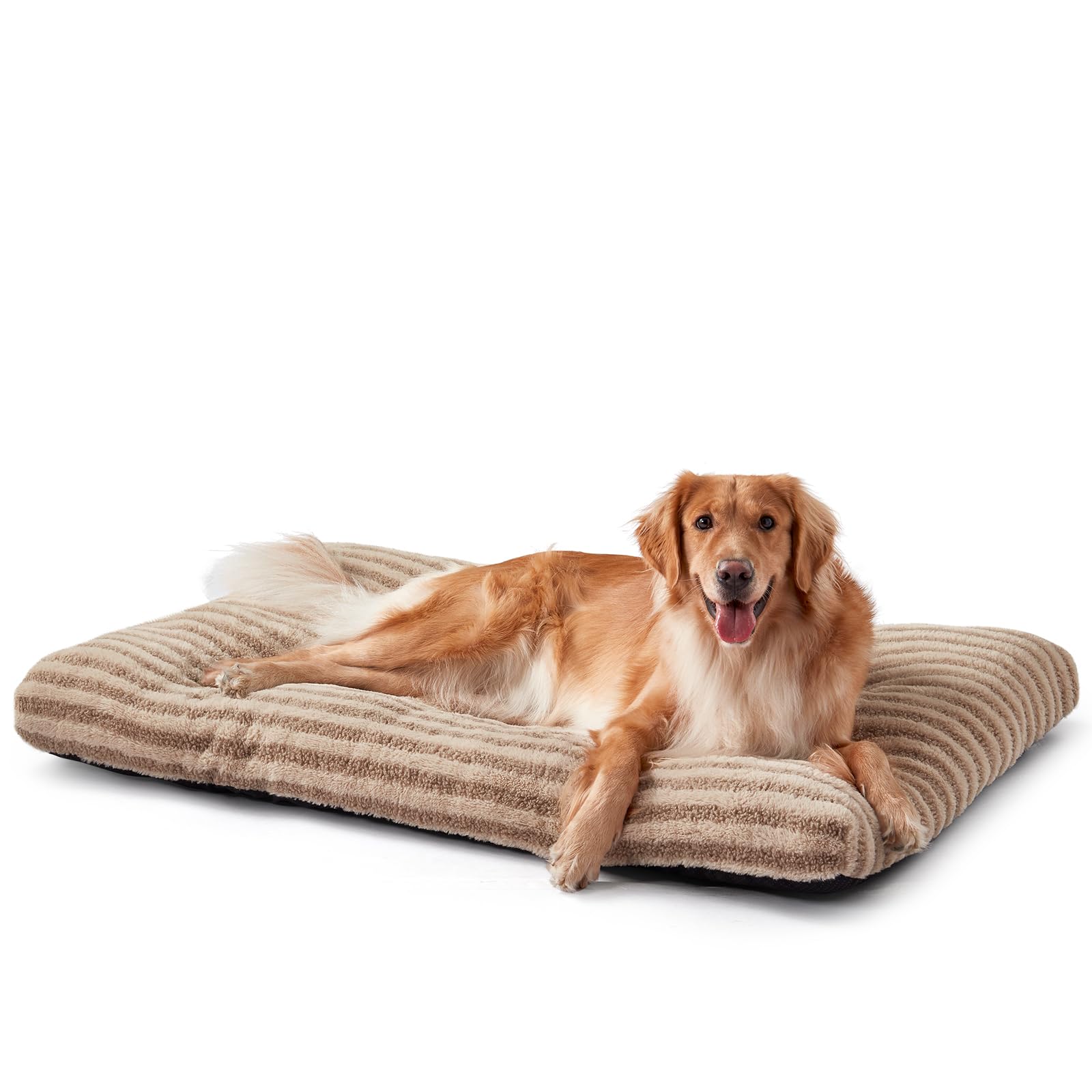 Pawk Large Dog Bed Washable - Fluffy Plush Fur Dog Mattress, Anti-Slip Dog Beds for Dog Crate, Calming Anti Anxiety Dog Mat, 102 × 69 × 9 cm, Brown