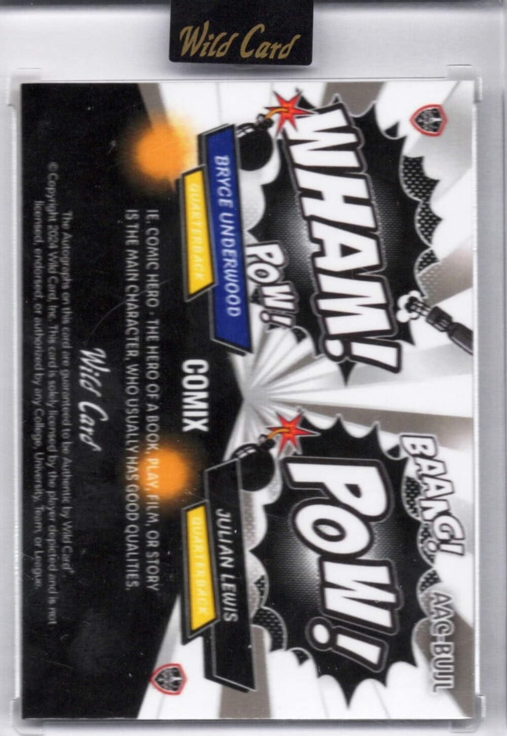 2024 Wild Card Comix Bryce Underwood/Julian Lewis #AACBUJL Cracked Ice Dual Auto 1/1 Rookie RC Football Card