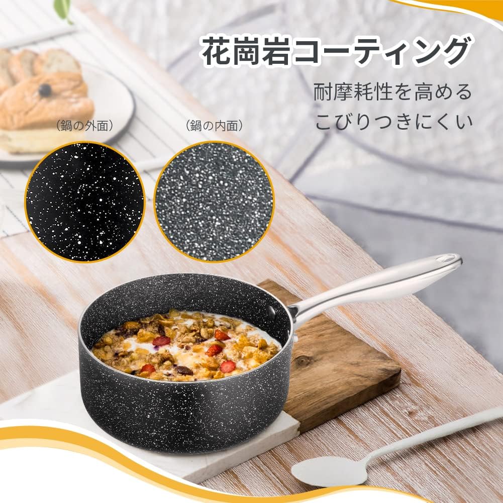 Amazon 片手鍋 18cm Ih対応 ソースパン ガラス蓋付き 揚げ物 煮物 一人鍋 ノンスティック加工 焦げ付きにくい ステンレス鋼ハンドル お手入れ簡単 オール熱源対応 片手なべ ブラック N A 片手鍋 ソースパン 通販