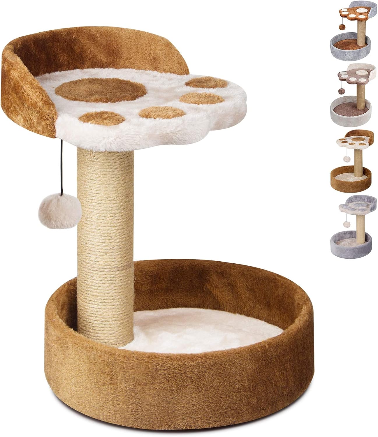 KORIMEFA Cat Tree Cat Tower with Natural Sisal Scratching Post for Kitten Small Cats Activity Platform (brownbeige)