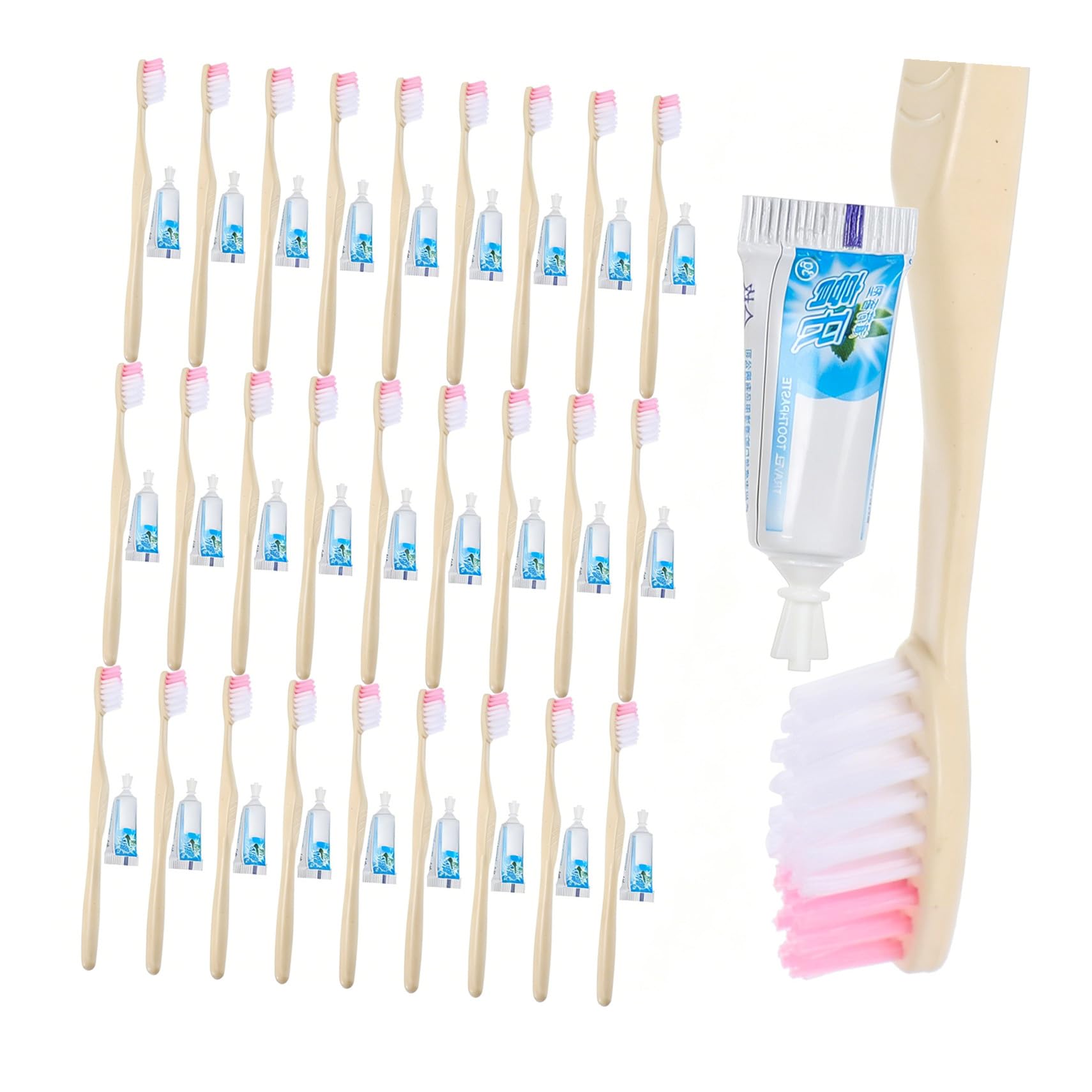 Spazzolini da Denti Monouso con Dentifricio 100 Pezzi, Portatili, Confezionati Singolarmente, per Viaggio e Soggiorni in Hotel in Plastica Stile Casuale