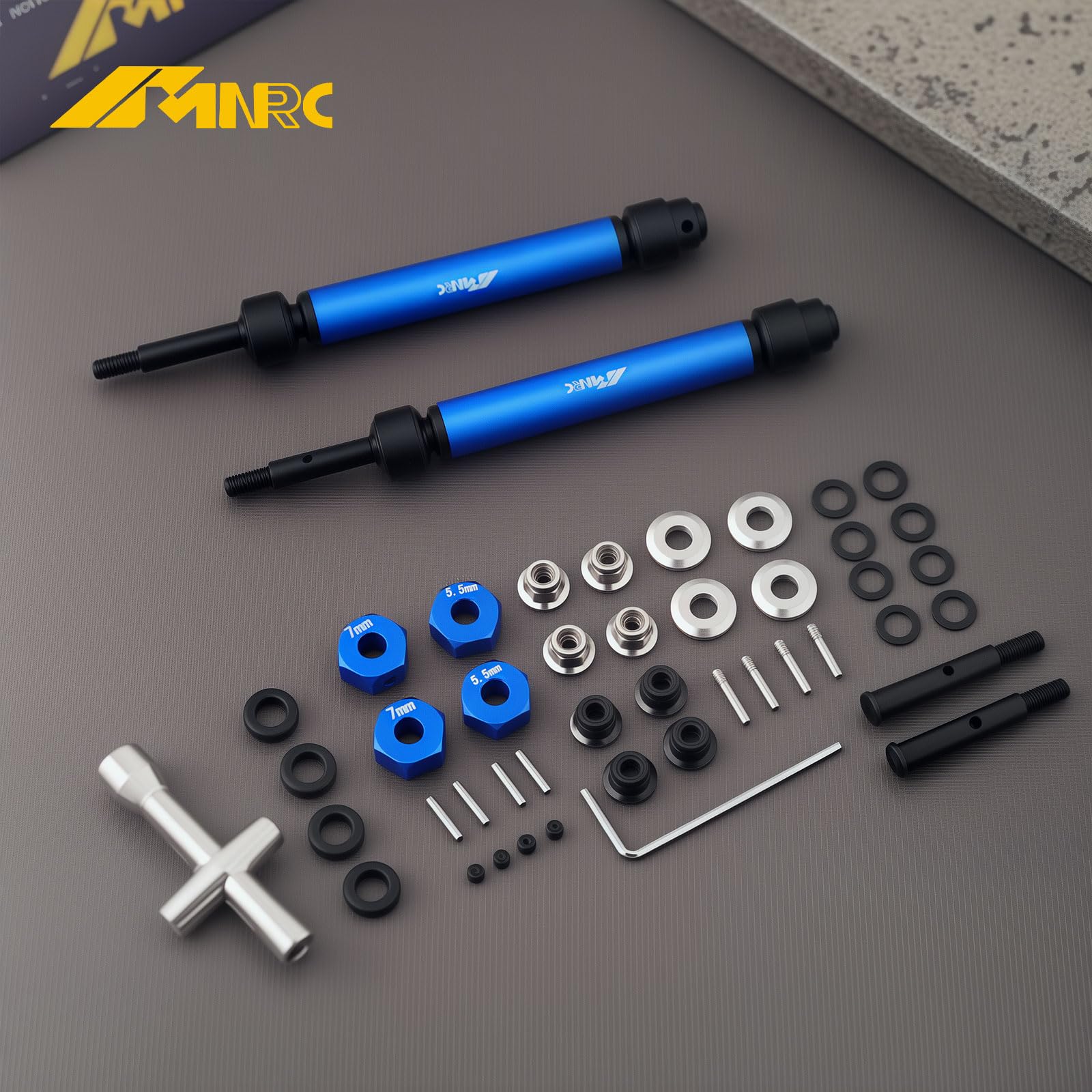 NMNRC Adjustable 2Pcs Rear Driveshaft Kit for 1/10 Slash 2WD Drive Shaft Bandit Stampede Rustler Hoss VXL Series Upgrades Part Blue