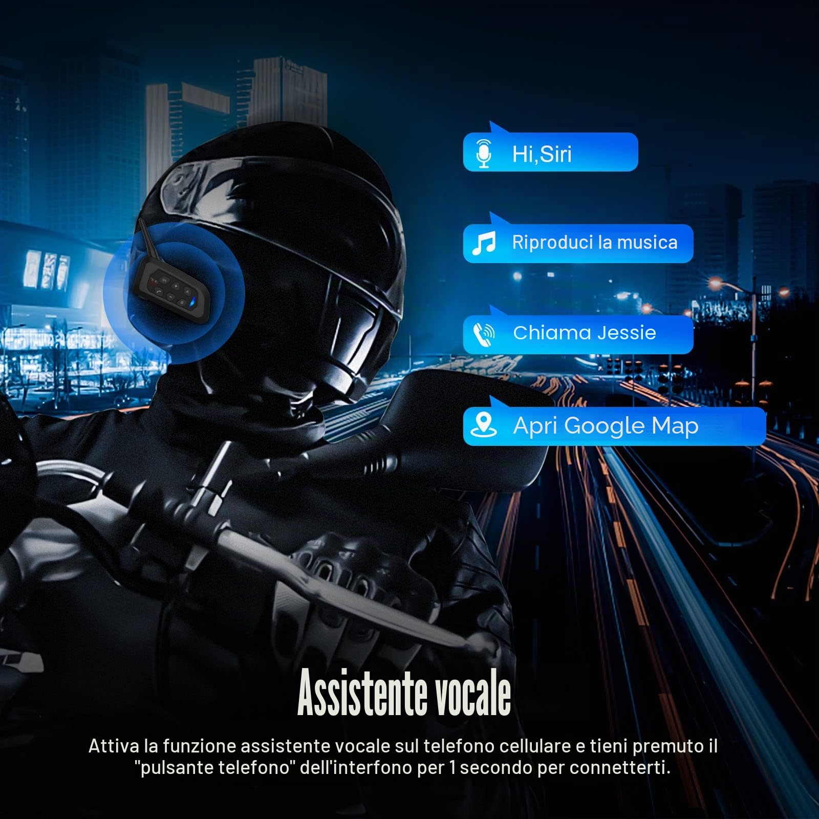 EJEAS V4 Plus Interfono Moto Bluetooth Coppia, Casco da Moto Cuffie Bluetooth 5.1 con Riduzione del Rumore FM e CVC per Interfono Full Duplex per 4 Persone (Confezione da 2)