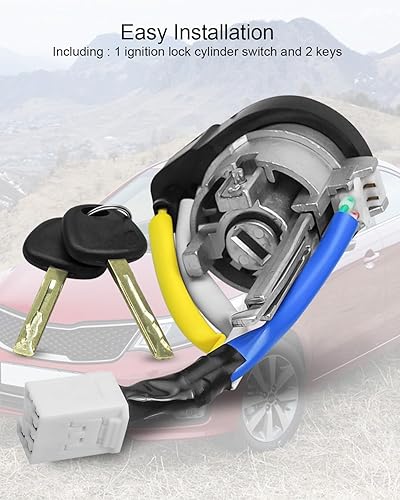 Miniatura 4 de Interruptor de cilindro de bloqueo de encendido con 2 llaves para Kia Optima 2011-2015 Rio 2013-2017 Reemplazar 819001WK00, 81900-1WK00