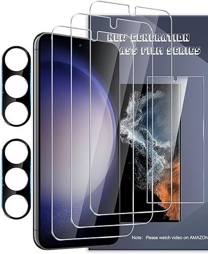 PULEN Protector de pantalla para Samsung Galaxy A15 (paquete de 3) con 2 paquetes de protectores de lente de cámara, vidrio templado transparente HD
