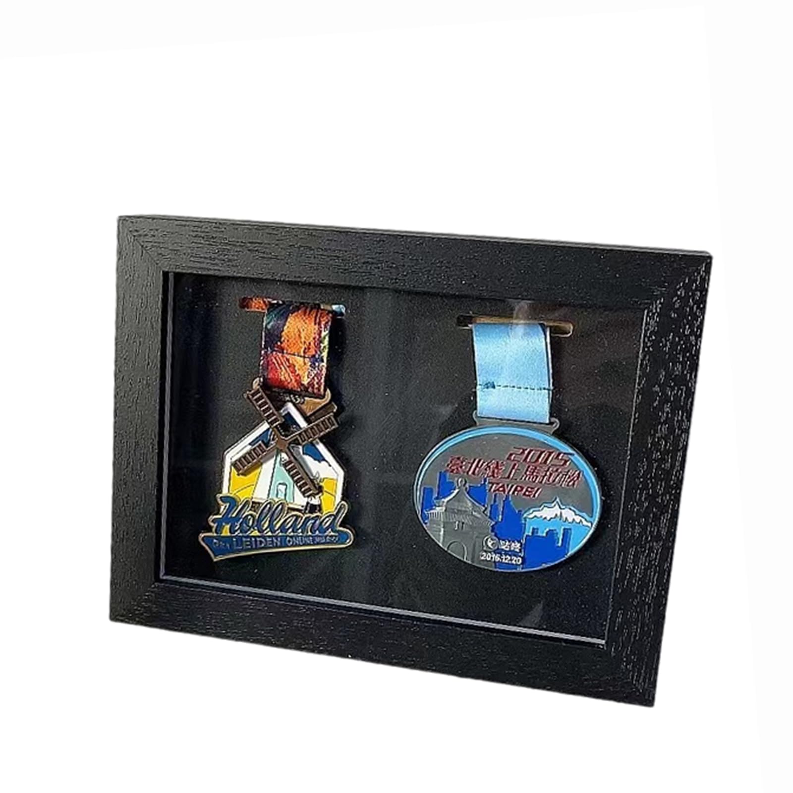 ETUELNOPT Medal Storage Box for Runners, Medal Display Case Black Multiple Sizes for Sports Awards(7 inches (2 medals))