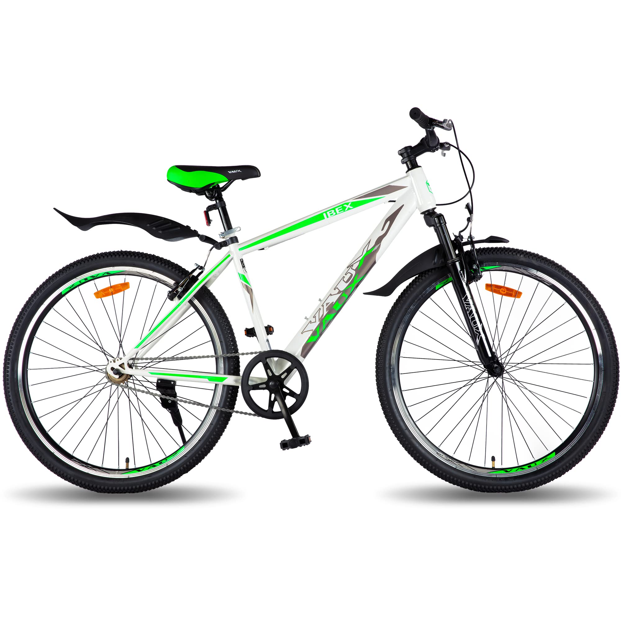 Vaux Ibex 27.5T MTB Cycle for Men with Front Suspension & V-Brakes, Single Speed Mountain Bicycle for Adults with 18" Hi-Ten Steel Frame, Double Alloy Rims & Ralson Tyres (Green)-image-28