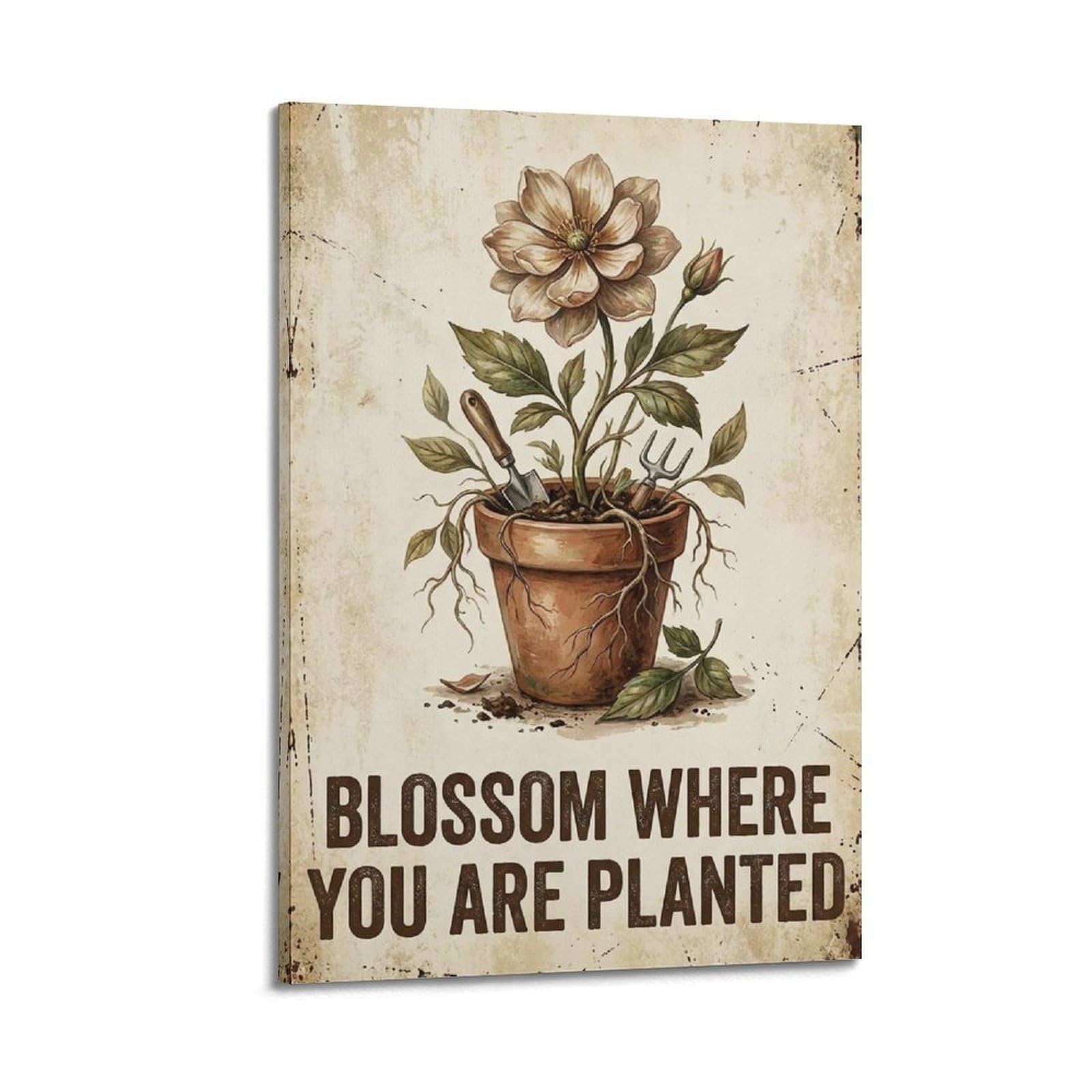 OKAHYS Blossom You Are Rustic Vintage Poster Botanical Garden Modern Decorative Canvas Prints - Ideal Wall Art for Family, Man Cave, Game Room, Boys & Girls Bedroom 24x36inch