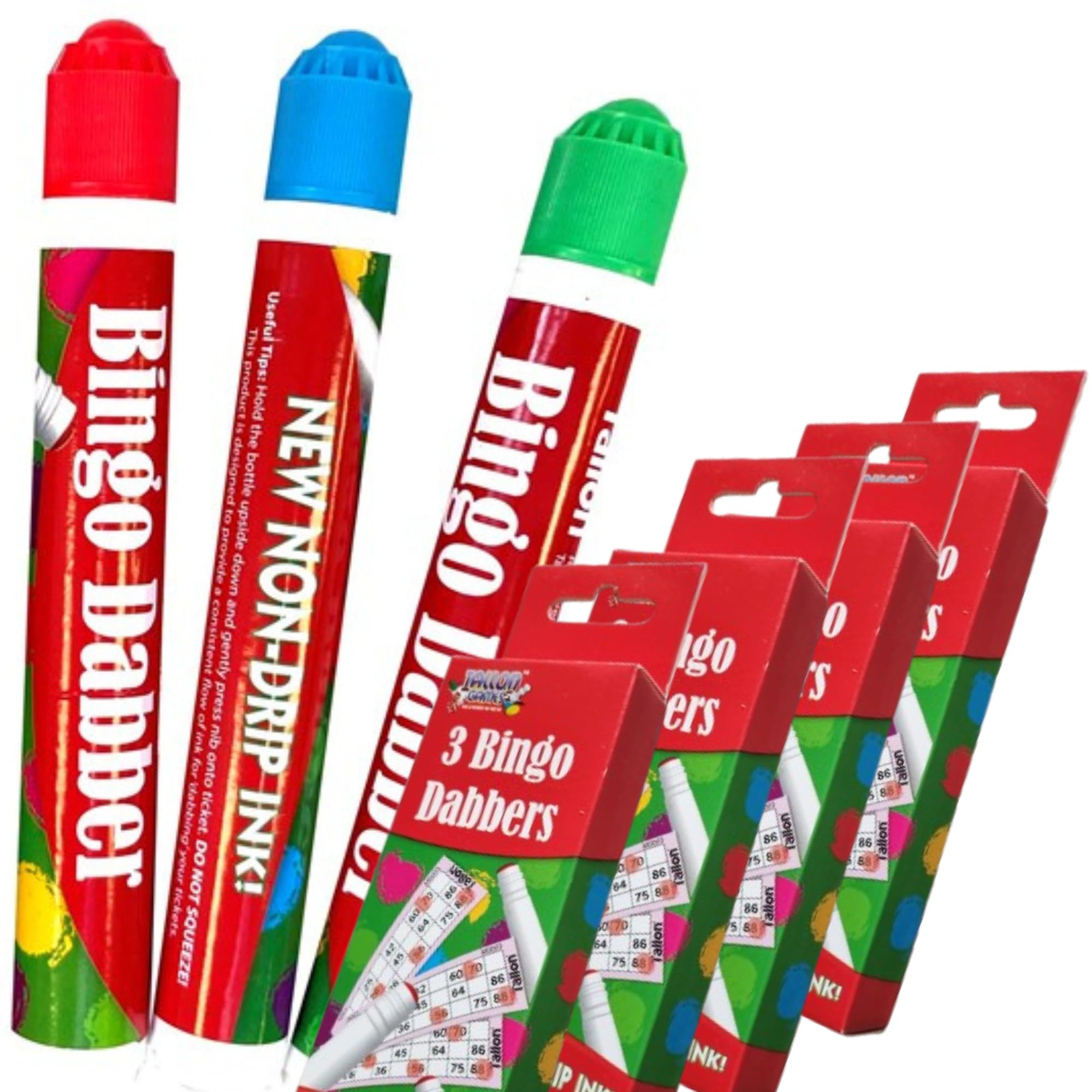 ZEBTON Bingo Dabbers (Pack of 12), Dauber Markers Mixed Colours Pack (12)