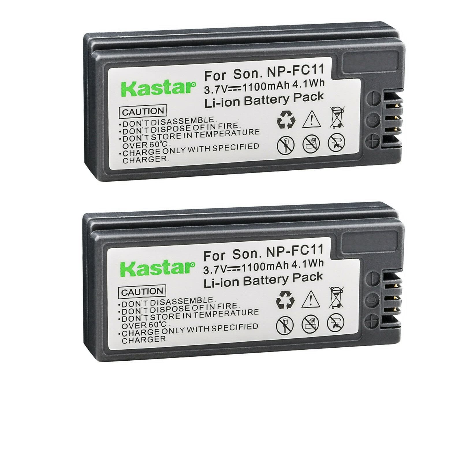 Kastar 2-Pack NP-FC11 Battery 3.7V 1100mAh Replacement for Sony Cybershot DSC-V1, Cybershot DSC-F77, Cybershot DSC-F77E, Cybershot DSC-F77A, Cybershot DSC-FX77, Cybershot DSC-P10 Camera