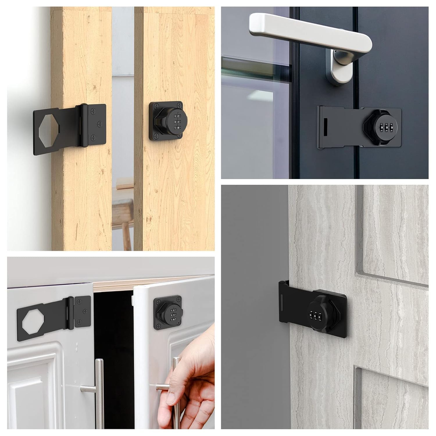 GOPINATH ECOM Password Cabinet Lock Zinc Alloy 3-Digit Combination Rotary Latch Keyless Door Security Lock for Cabinets Drawers Barn Gate Shed Home Office Fridge Safety Black Durable Design