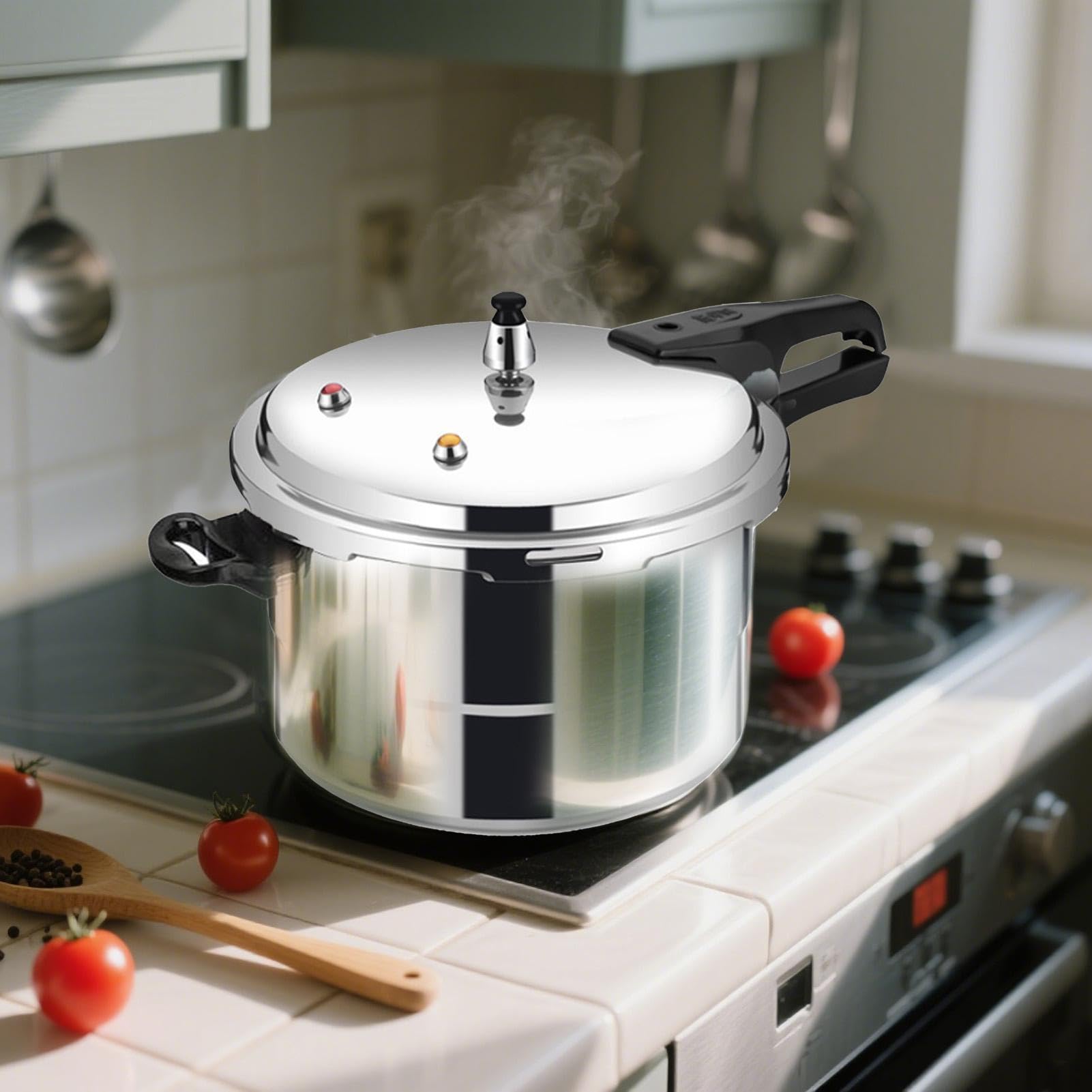 Olla a presión Aleación de Aluminio para Verduras, Carne, Aves y Mariscos | Arrocera 5L con Inserto de Vapor Multiusos Cocción Rápida Carne Aves Mariscos Para Cocina Doméstica Y Restaurantes Comer