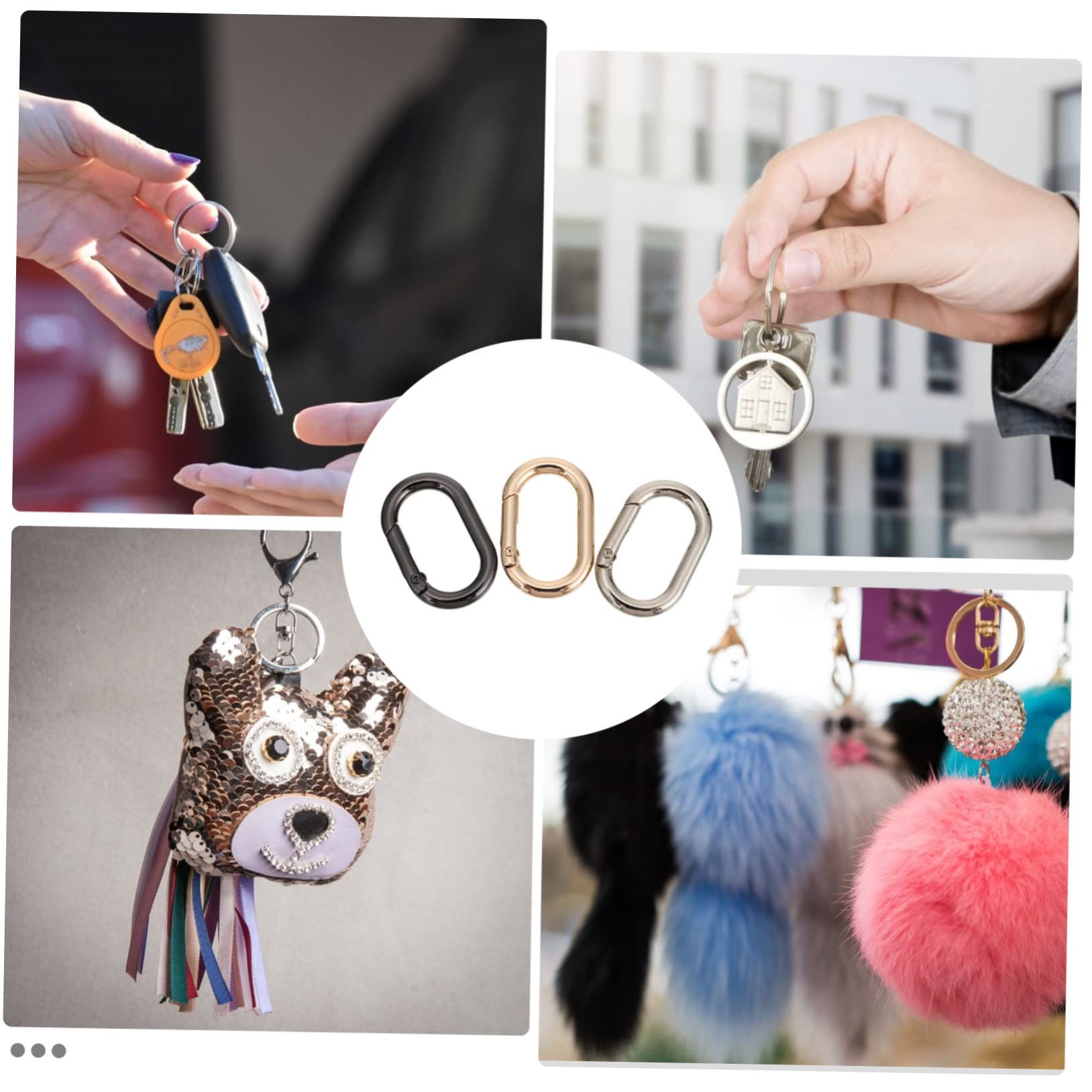 YARNOW Spring Design Keyring Buckle Spring Key Ring Clip Zinc Alloy Keyring Clip Set