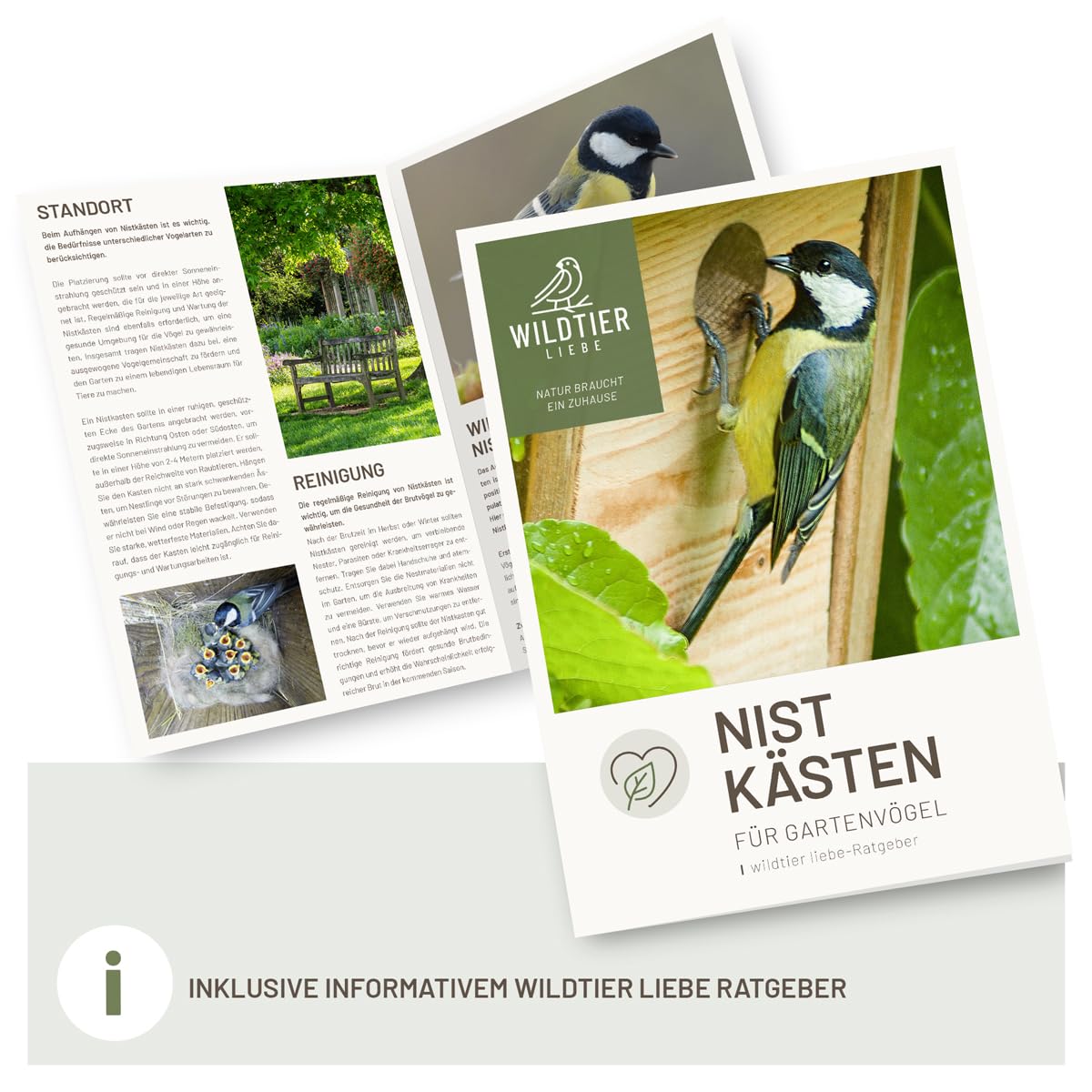 wildtier liebe Starenkasten Großer Nistkasten für Stare - Vogelhaus Nistkasten für Star aus Unbehandeltem Massiv-Holz, Starennistkasten Wetterfest und Artgerecht nach NABU