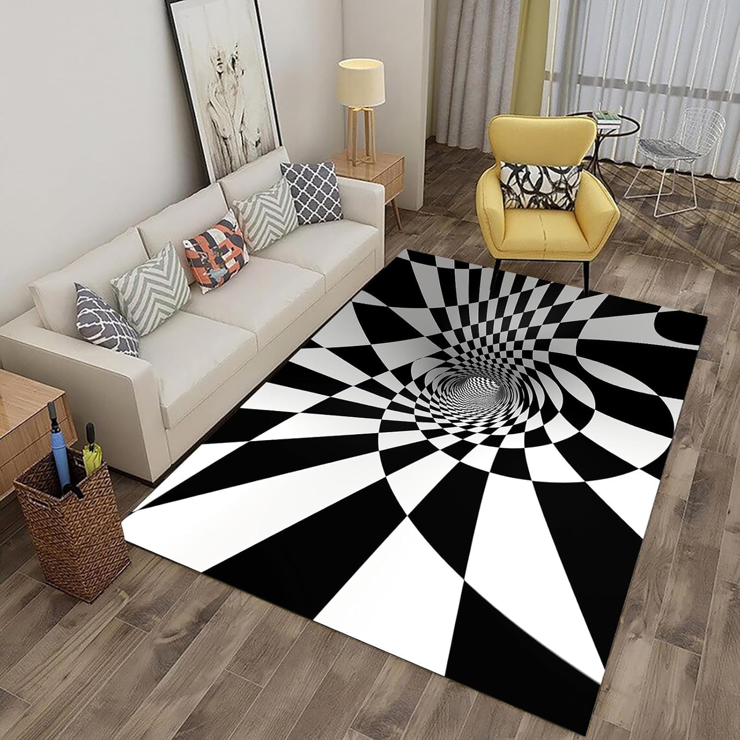 Tapis de salon 3D grand tapis de sol antidérapant chambre couloir 120x160
