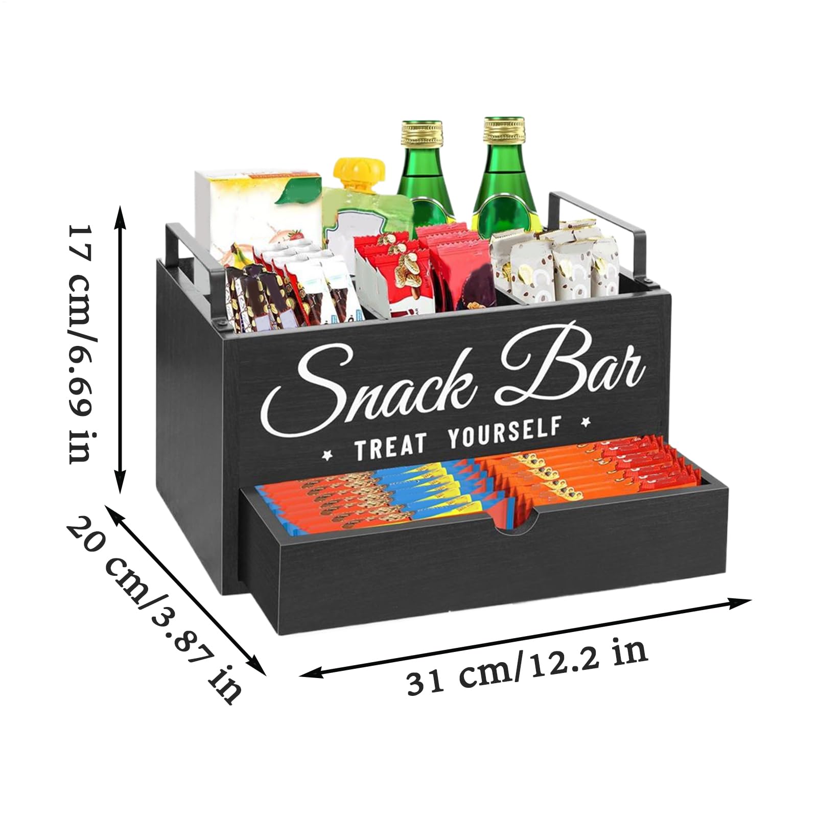 Kaffee Gewürz Organizer Anrichte Kaffee Organizer Station Für Küche | Edelholz Aufbewahrung Mit Schublade Für Tassen Rührstäbchen Pads Zucker Tee Zubehör