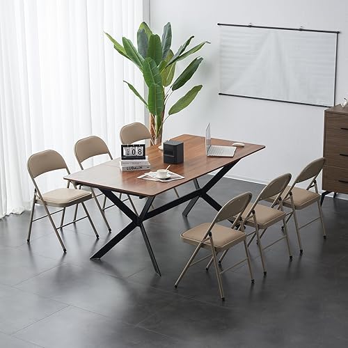 Miniatura 2 de Paquete de 6 sillas plegables con cojín acolchado y respaldo, sillas plegables acolchadas con marco de acero, asiento comercial apilable portátil