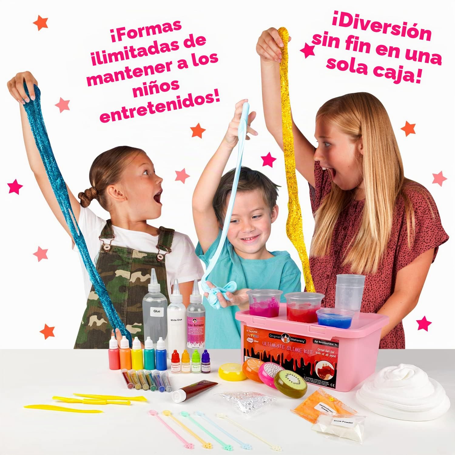 Original Stationery Slime Kit Ultimate – Caja de regalo de kit de bricolaje para fabricación de limo, con perlas, lentejuelas, regalos para niñas y regalos creativos para niños