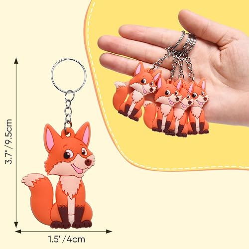 Miniatura 2 de Paquete de 24 llaveros de zorro para recuerdos de fiesta de bosque, rellenos de bolsas de fiesta de cumpleaños, regalos de devolución de baby shower