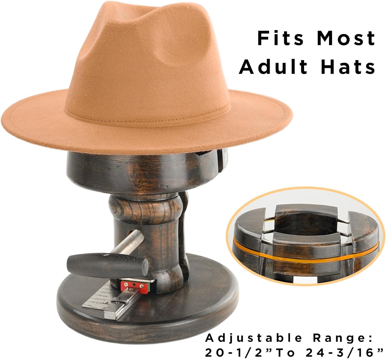 4-Way Cowboy Hat Stretcher Wooden Hat Sizer Tool for Western, Felt & Wool Hats(Vintage)