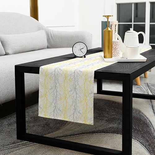 Miniatura 5 de Camino de mesa Forest Branch de 48 pulgadas de largo, algodón y lino, bufandas de arpillera, cocina, cena, cafetería, decoración de mesa para