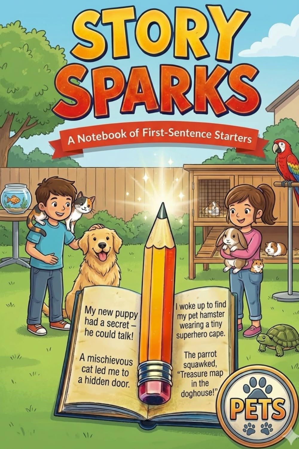 Story Sparks: Pets: Story Starters for Creative Kids: A Notebook of First Sentence Starters