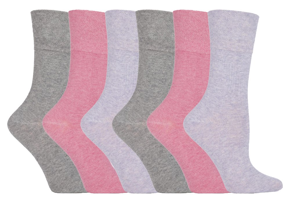 Sockshop Women's Plain 12 Pairs Cotton Gentle Grip Socks 4-8 Uk, 37-42 Eu Gg72 Pastel
