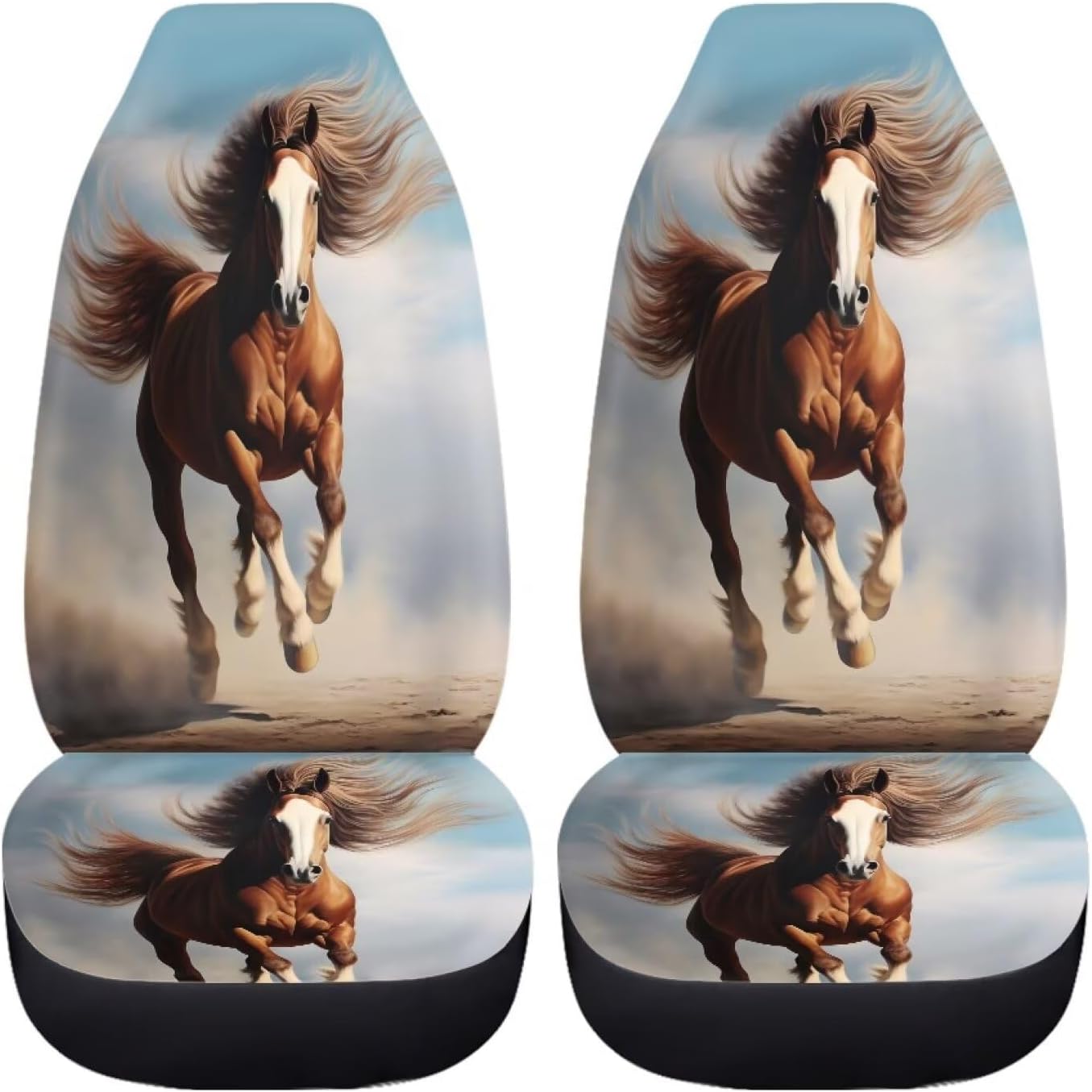 INSTANTARTS Horse Car Seat Covers for Men Full Set of 2 Vehicle Protector Front Seat Covers Waterproof High Back Driver Seat Covers