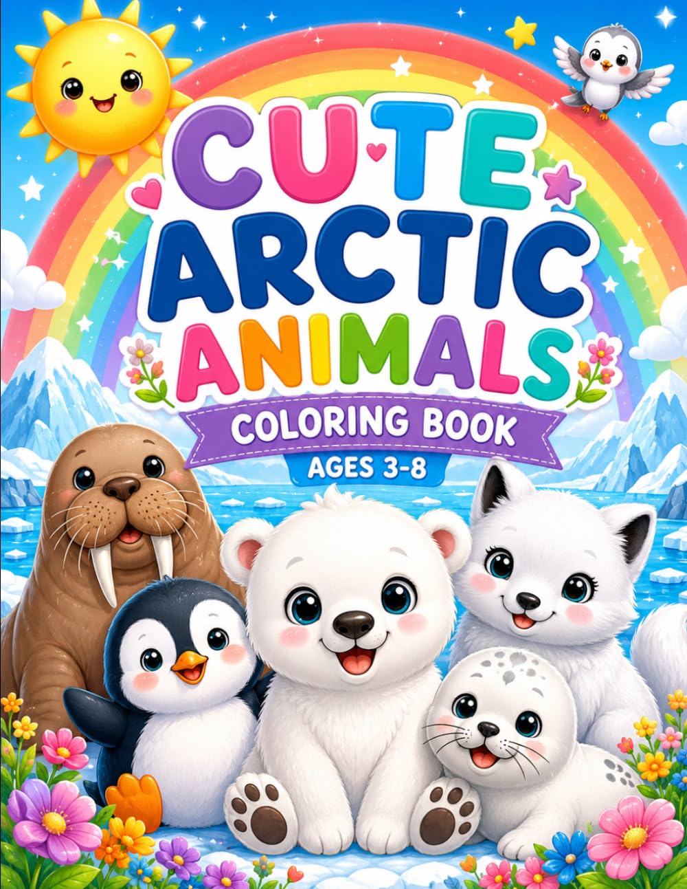 Cute Arctic Animals Coloring Book: Fun and Easy Coloring Pages for Kids Ages 3–8