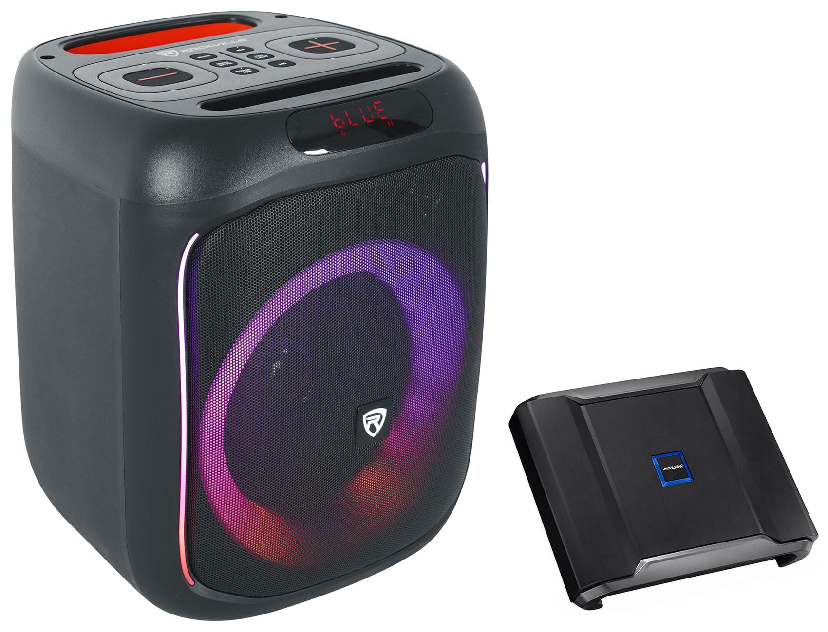 Audiosavings Bundle: (1) Alpine R-A75M 750 Watt RMS Mono Car Audio Amplifier Subwoofer Amp Class-D Bundle with (1) Rockville ROCKBOX PRO V2 6.5