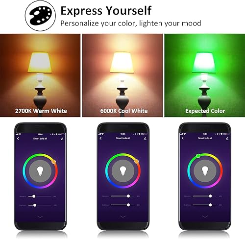 Miniatura 7 de Bombillas LED inteligentes equivalentes a 150 W, bombillas Alexa de 1600 lúmenes, 16 W, bombillas A19 E26 ultra brillantes que cambian de color,