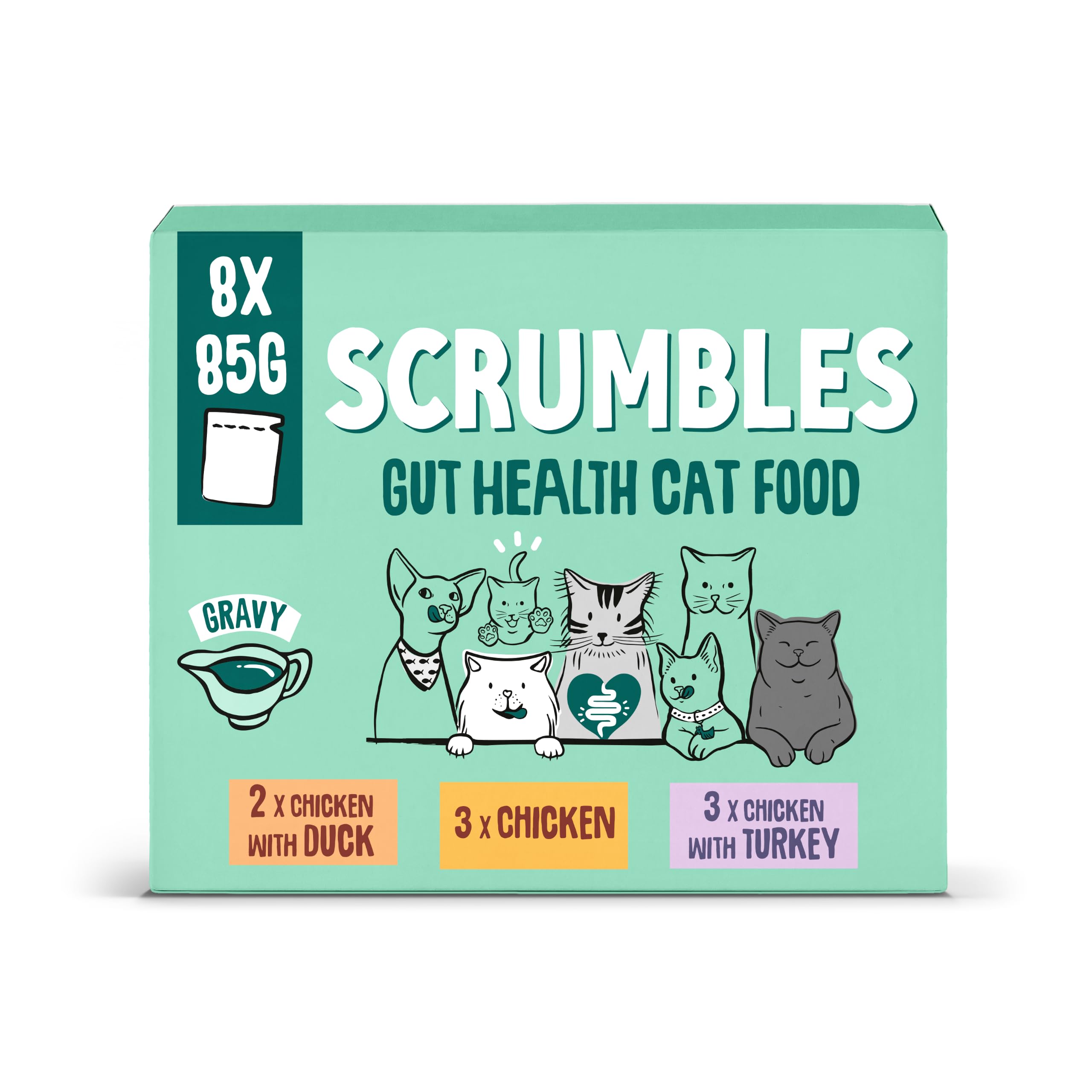 Scrumbles Grain Free Wet Cat Gravy Pouch Selection 8x85g