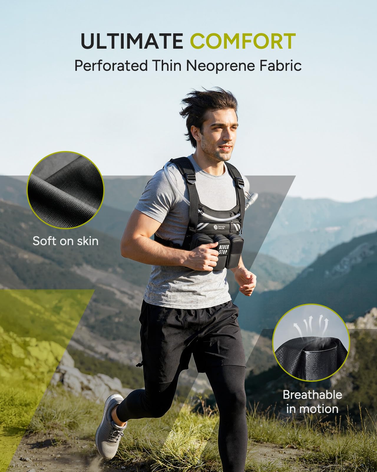 Gilet de course pour homme et femme, sac à dos d'hydratation multi-poches avec poche d'eau de 2 L, rangement modulaire MOLLE, épaules et taille réglables, réfléchissant, respirant pour la randonnée