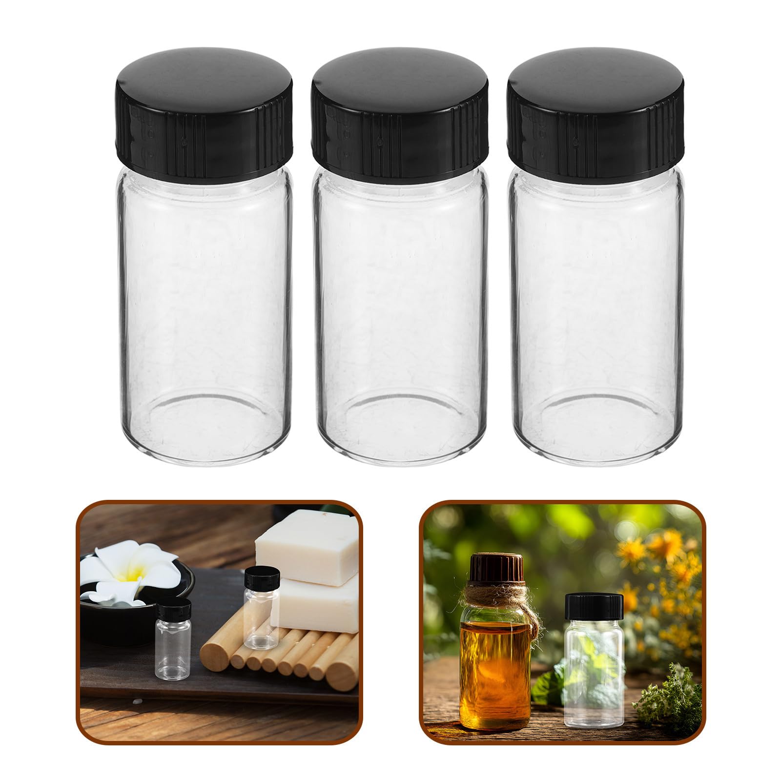VOSAREA 100 Pezzi Mini Bottiglie di Vetro Trasparente 20ml Tappi a Vite | Contenitori in Vetro e Pp, Alta Trasparenza, Facili da Portare, per Viaggio ed Esperimenti