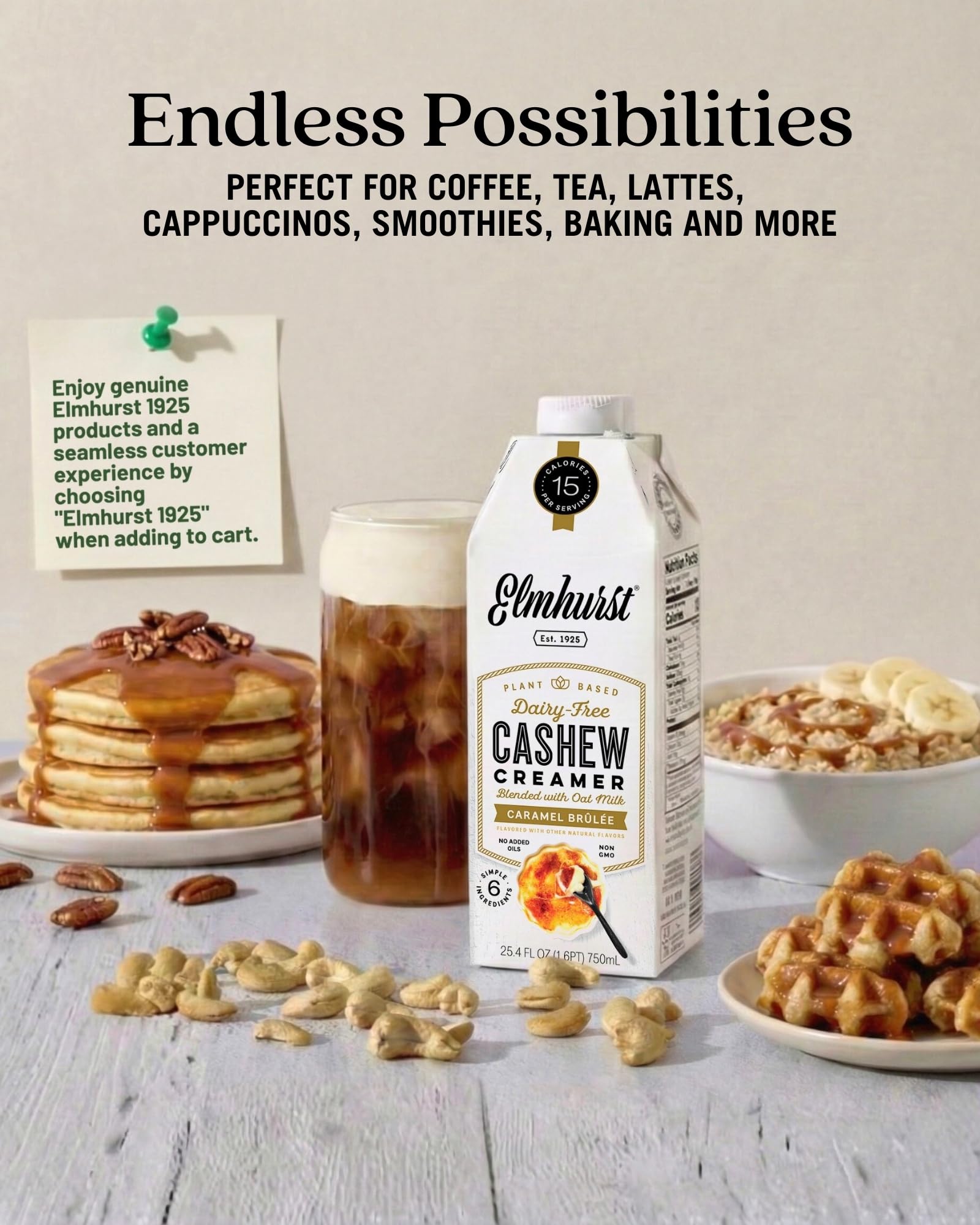 Amazon.com: Elmhurst 1925 Caramel Brulee Cashew Creamer - Dairy