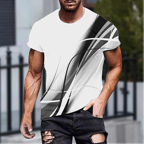 Camiseta gráfica para hombre, manga corta, informal, diseño geométrico, ropa de calle de moda