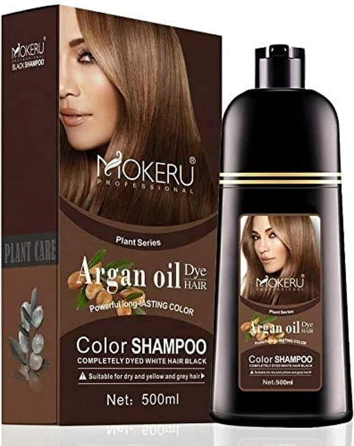 MOKERU ARGAN OIL DYE HAIR -COLOR SHAMPOO-500ML (BLACK)
