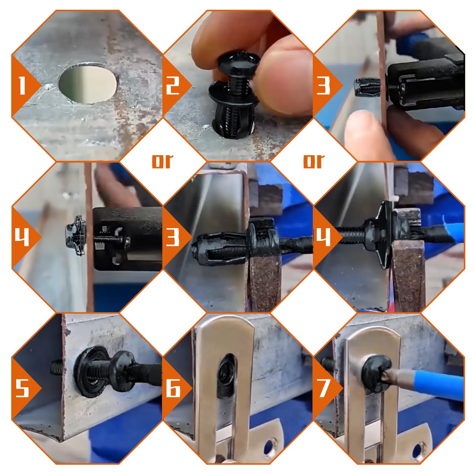 Hohlraum Metall Anker M6x25 mm, 20 Stück Jack Nuts Petal Nuts Schwarz Hohlraum Metalldübel Expansion Nuts Hohlraumdübel Dünne Befestigungen Hohlwandanker für Hohle Wände Dünne Eisenblech
