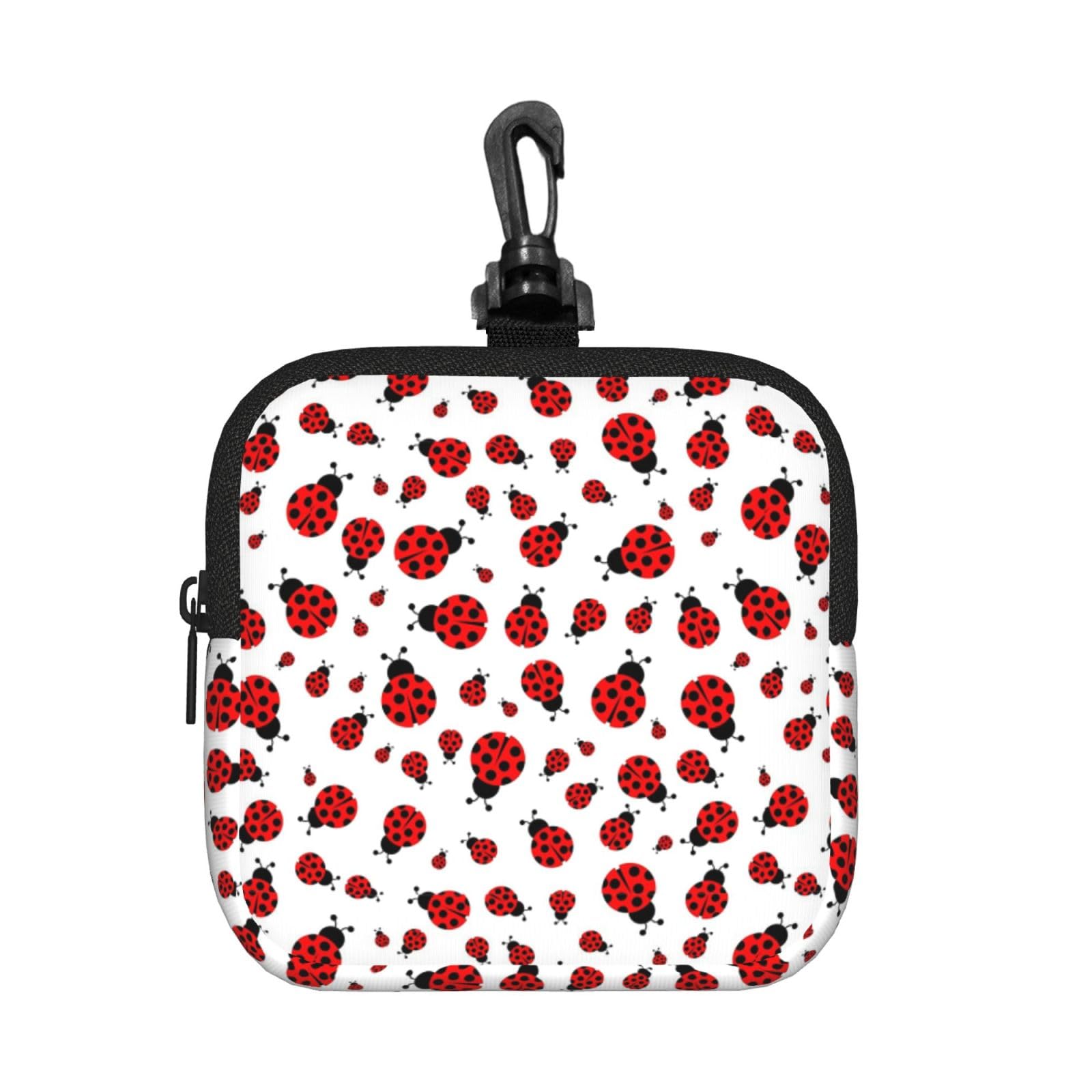 Ladybug Print Square Storage Bag Travel Toiletry Cosmetic Organizer Pouch Lightweight Reusable