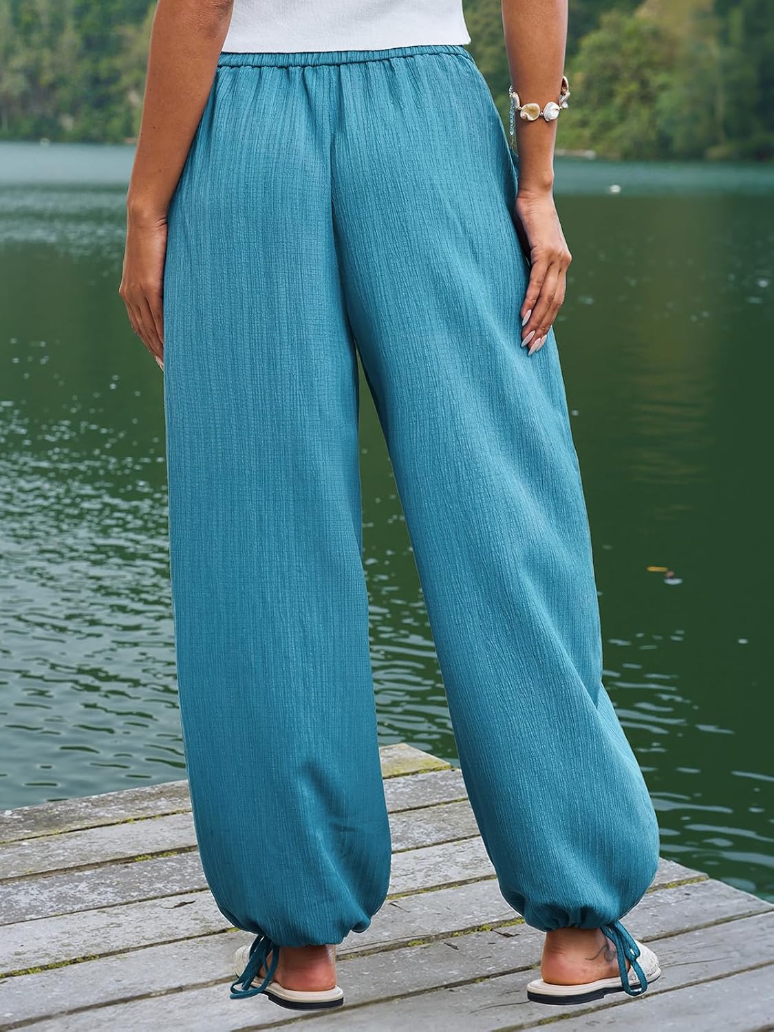 CUPSHE Women Baggy Wide Leg Pants High Waisted Loose Fit Trousers with Pockets Causal Vacation Outfits - Image 5