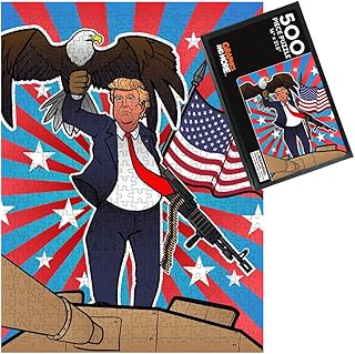 Trump with Eagle American Flag 500 Piece Jigsaw Puzzle for Adults, 16
