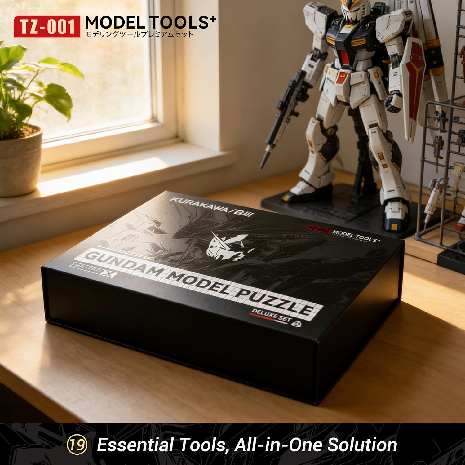Premium Gundam Tool Kit, 19 Pcs Deluxe Hobby Model Building Tools Set with Model Nippers, Scribing Blade, Pin Vise, Hobby Knife and A4 Cutting Mat for Gunpla, Plastic Models