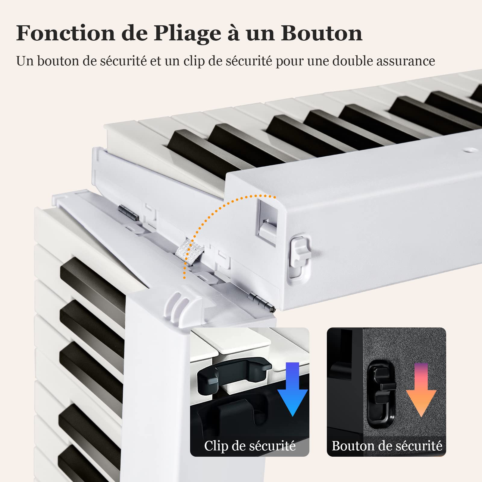 COSTWAY Piano Numérique Pliable à 88 Touches avec Pupitre,Clavier Electrique Portable avec Touche Lumineuse,2 Modes d'Apprentissage, MP3/USB/MIDI, Débutant Enfants de 3 Ans+ (126x20,5x6cm Blanc)